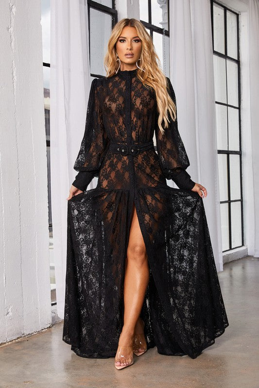 black sheer lace dress